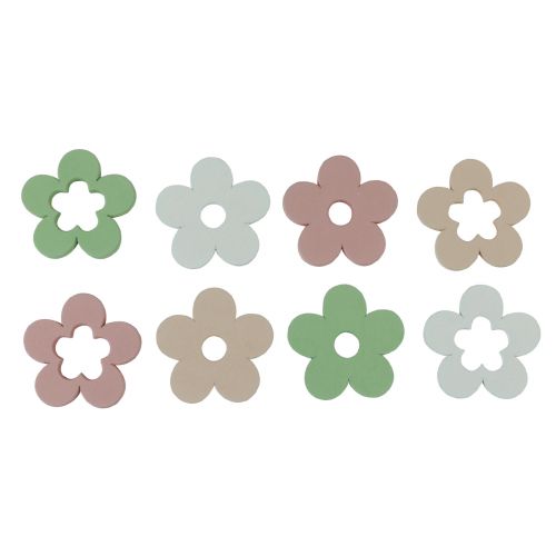 Article Décoration de table fleurs en bois décoration de table colorée 2 motifs Ø3cm 24 pcs