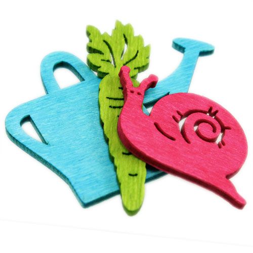 Article Décoration à disperser figurines en bois pichet escargot carotte 4cm - 6cm 72 pcs