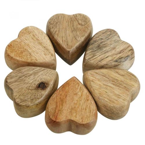 Floristik24 Décoration à parsemer coeurs en bois décoration de table coeur bois nature 5cm 6pcs