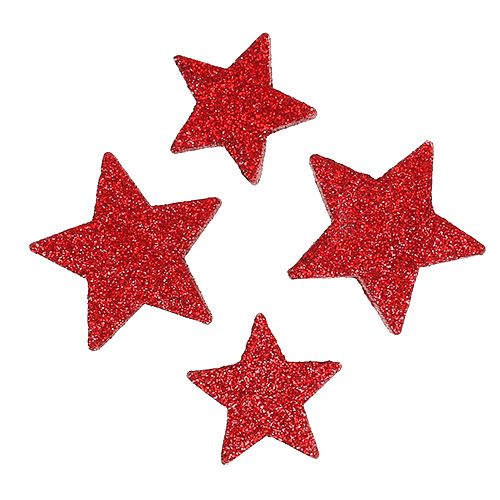 Article Décoration à disperser étoiles rouge, mica 4-5cm 40pcs