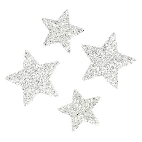 Floristik24 Décoration à disperser étoiles blanches avec mica 4-5cm 40pcs