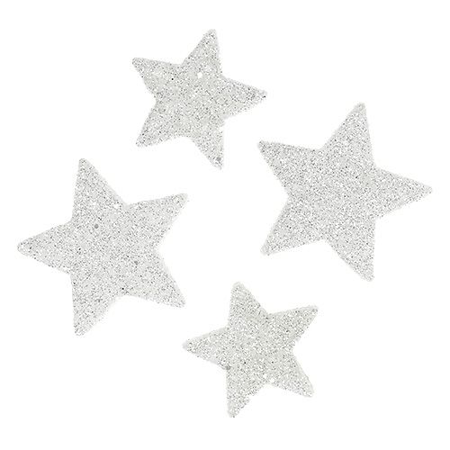 Floristik24 Etoiles décoratives à parsemer blanc avec mica 4-5cm 40p