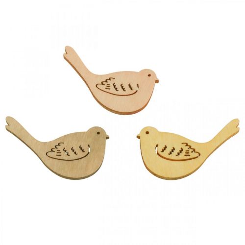 Article Oiseau épars déco bois printemps jaune/beige/orange Ø4cm 72p