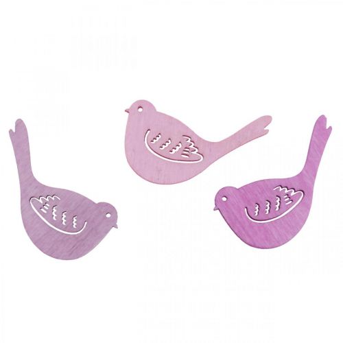 Article Décoration à disperser décoration oiseau bois, pièces à disperser tons roses 4cm 72 pcs