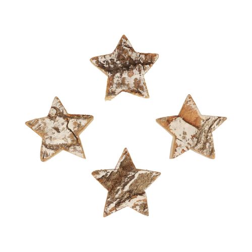 Article Décoration de Noël étoiles en bois écorce blanchie Ø5cm 12 pcs