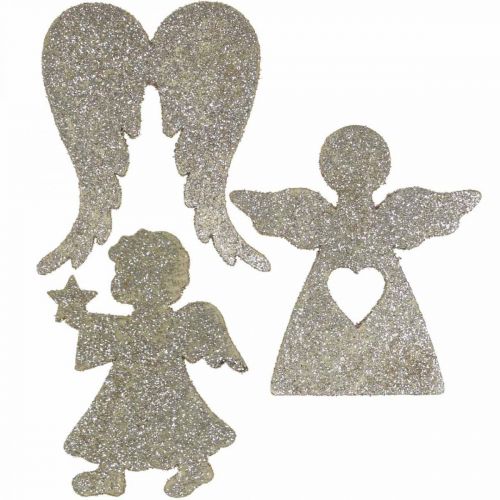 Article Décoration à parsemer Décoration ange de Noël paillettes dorées H8cm 24pcs