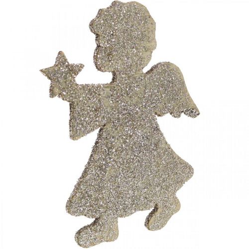 Article Décoration à disperser Décoration ange de Noël paillettes dorées H8cm 24 pcs