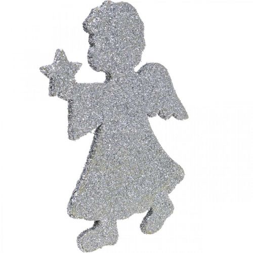 Article Décoration à parsemer Décoration ange de Noël paillettes argentées H8cm 24pcs