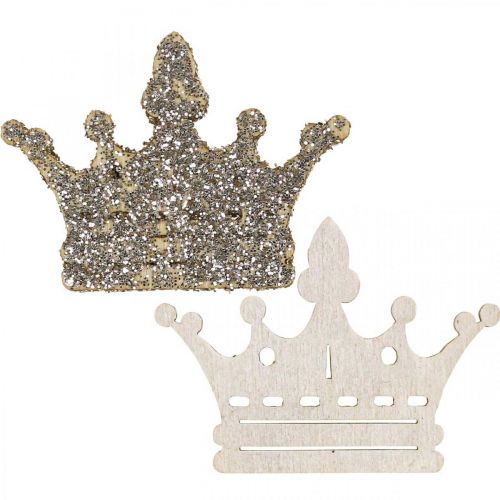 Floristik24 Couronne de décoration à disperser Noël en bois pailleté B4cm 72 pcs