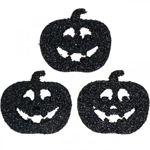 Floristik24 Décoration à parsemer Décoration citrouille d&#39;Halloween 4cm noir, paillettes 72pcs