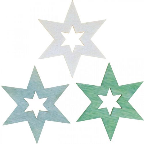 Floristik24 Décoration d&#39;étoiles en bois Décoration de Noël Vert H4cm 72 pcs