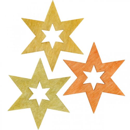 Article Étoiles en bois saupoudres déco Noël Orange H4cm 72p