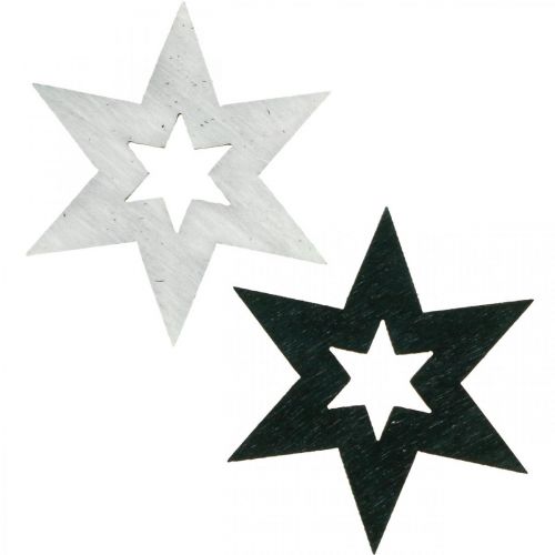 Article Décoration d&#39;étoiles en bois Décoration de Noël Noir H4cm 72 pcs