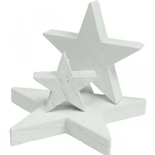 Article Décoration à parsemer étoiles en bois Noël blanc 2.5/4.5/6.5cm 29p