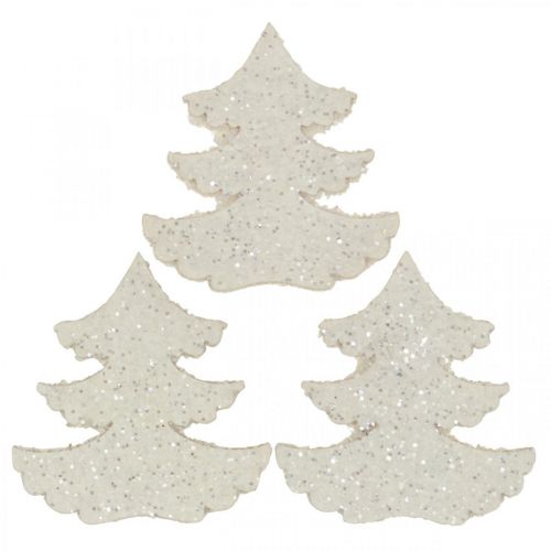 Floristik24 Décoration à parsemer Sapin de Noël blanc pailleté 4cm 72p