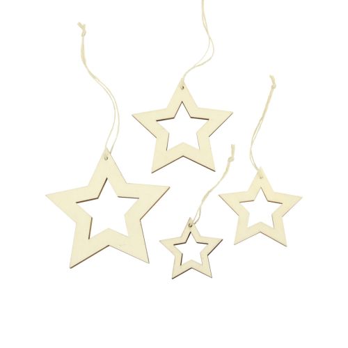 Floristik24 Étoiles en bois décoration décoration cintre étoile en bois naturel 6/8/10/12cm 16 pcs