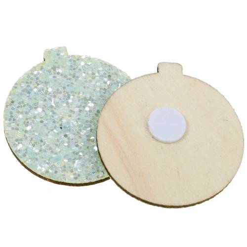 Article Décoration de Noël à paillettes blanc/turquoise 36 pcs