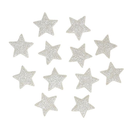 Floristik24 Etoiles à parsemer avec paillettes crème 2.5cm 96pcs