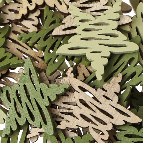 Article Pièces à disperser étoiles nature vert Noël bois Ø4cm 72 pcs