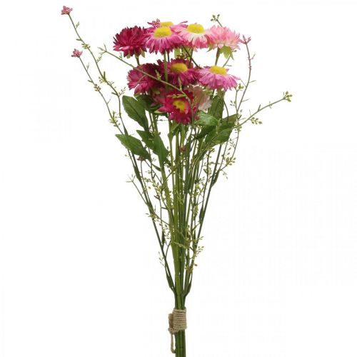 Floristik24 Rhodanthe rose-rose, fleurs en soie, plante artificielle, bouquet de fleurs en paille L46cm