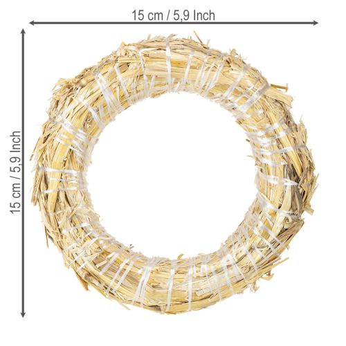 Article Couronne de paille vierge, base de couronne de paille, anneau de paille 15/3 cm, 2 pièces