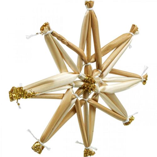 Article Set d'étoiles en paille pailletées dorées décorations de Noël Ø8cm 24 pcs