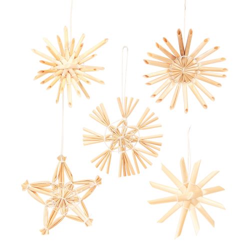 Décorations de sapin de Noël étoiles en paille Ø5-6cm 25 pcs