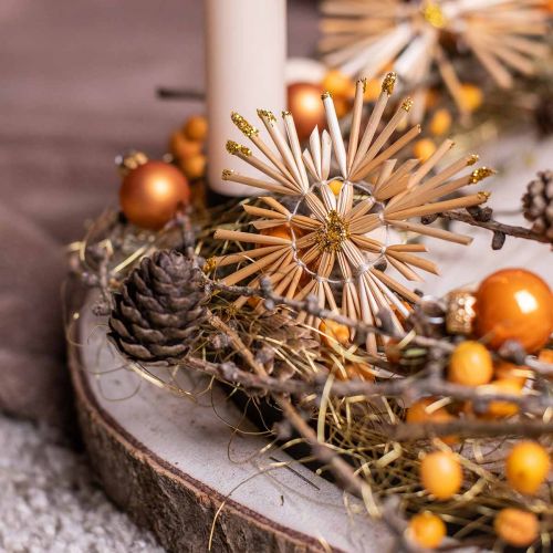 Article Set d'étoiles en paille pailletées dorées décorations de Noël Ø8cm 24 pcs