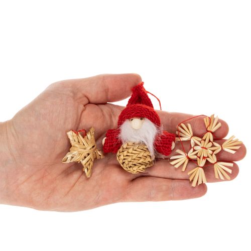 Ensemble de 30 décorations de Noël en paille, figurines et étoiles de 6 cm, pour sapin. | Floristik24.be