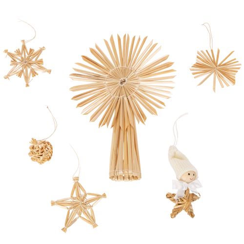 Ensemble de 35 étoiles et figurines en paille pour sapin de Noël acheter | Floristik24.be