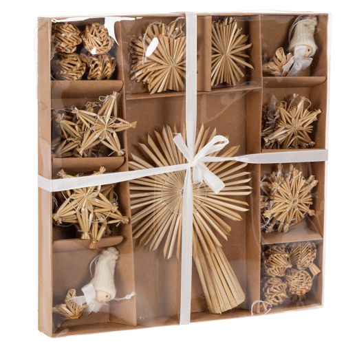 Ensemble de 35 étoiles et figurines en paille pour sapin de Noël | Floristik24.be
