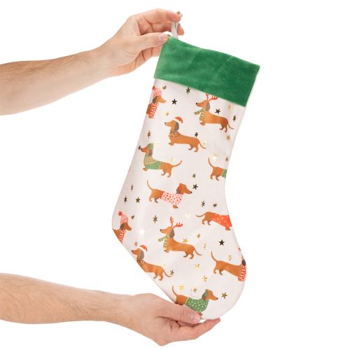 Chaussette de Noël à motif teckel, 50 cm | Floristik24.be