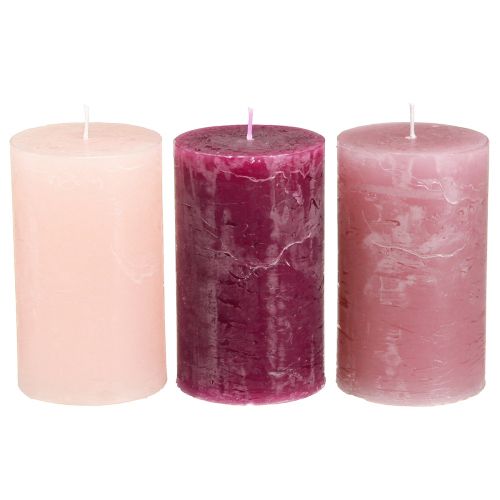 Bougies Pilier 3 Couleurs Baies Différentes Tailles Paquet de 12