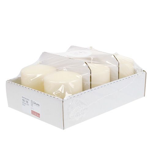 Article Bougie pilier 100/80 crème 6 pcs