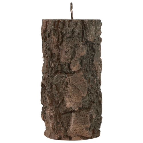 Floristik24 Bougie pilier tronc d&#39;arbre bougie décorative marron 130/65mm 1 pièce
