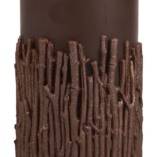 Article Bougie pilier branches décor bougie marron foncé 150/70mm 1 pièce