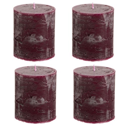 Article Bougies piliers bougies bordeaux couleur unie 70×80mm 4 pcs