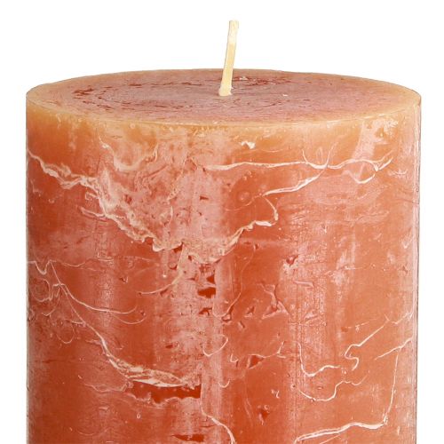 Article Bougies piliers orange foncé couleur unie Sunset 85×150mm 2pcs