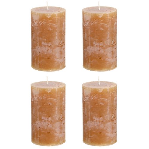 Article Bougies piliers bougies caramel couleur unie 60x100mm 4 pcs