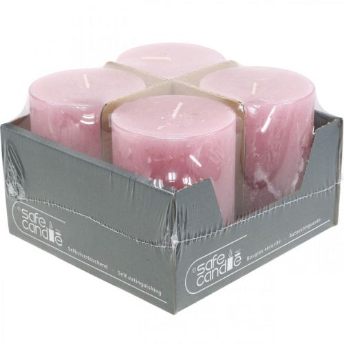Article Bougies colorées unies Vieux rose Bougie rustique 80×110mm 4pcs