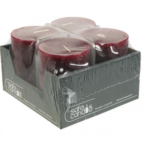 Article Bougies piliers de couleur unie Bourgogne rustique 80×110mm 4pcs