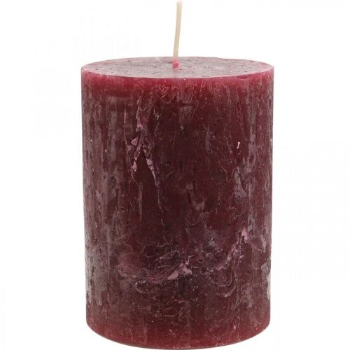 Floristik24 Bougies piliers de couleur unie Bourgogne rustique 80×110mm 4pcs