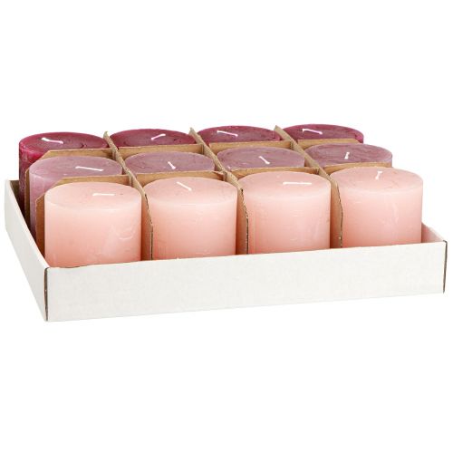 Article Bougies piliers uni 3 couleurs Berry 70×80mm 12 pcs