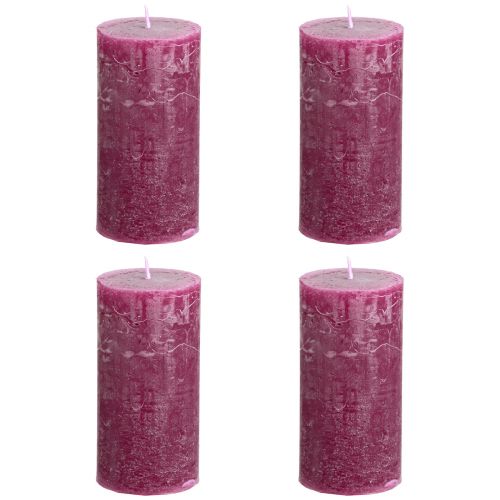 Bougies piliers bougies Berry de couleur unie violet 50×100cm 4 pcs | Floristik24.be