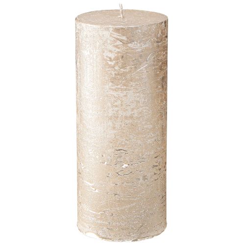 Floristik24 Bougies piliers couleur unie or clair 85×200mm 2 pcs