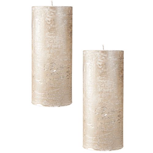 Article Bougies piliers couleur unie or clair 85×200mm 2 pcs