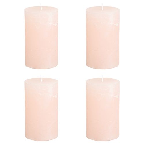 Article Bougies piliers de couleur unie rose clair 60 × 100 mm 4 pièces