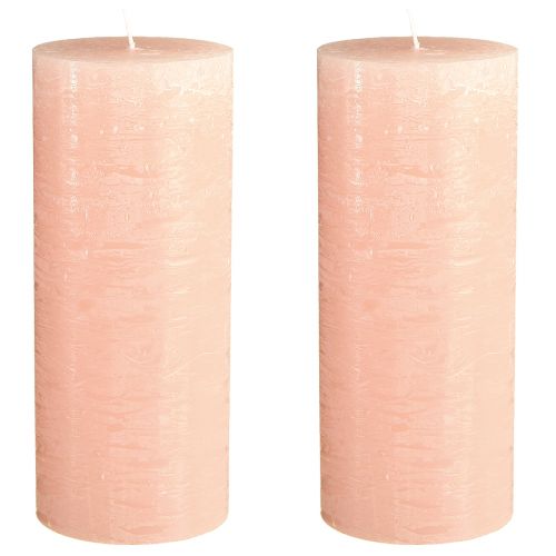 Article Bougies piliers bougies uni rose clair rose 85×200mm 2pcs