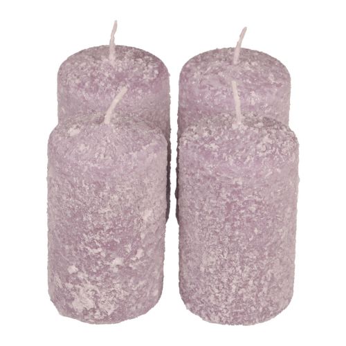 Floristik24 Bougies piliers Bougies de Noël d&#39;hiver violet 60×100mm 4pcs