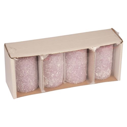 Floristik24 Bougies piliers Bougies de Noël d&#39;hiver violet 60×100mm 4 pcs